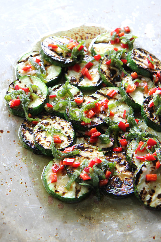 Grilled Zucchini with mint and chili