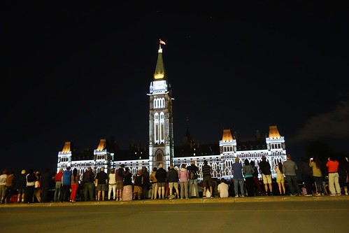 10pm light show on the houses of parliment Ottawa