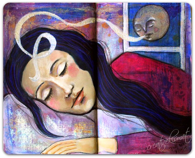 art journal page - moon dreams