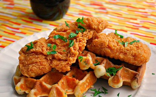 Southern Fried Chicken & Cheddar Bacon Waffles 