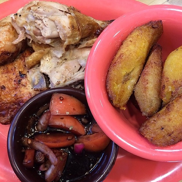 Day 29, #whole30 - lunch (Pollo Tropical, quarter chicken, balsamic tomatoes, & sweet plantains)