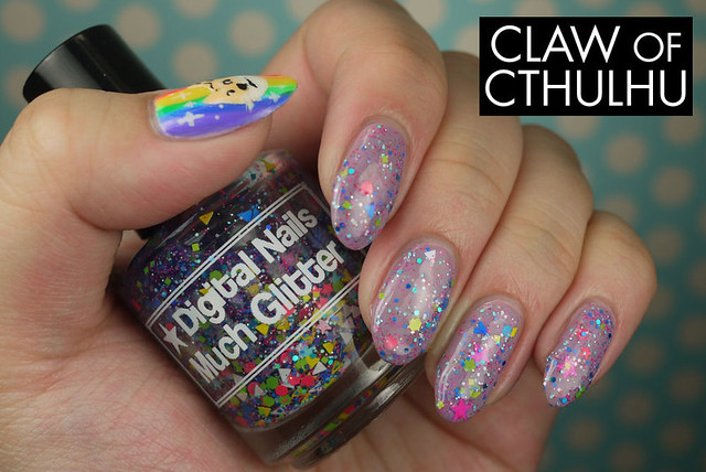 Digital Nails Much Glitter Swatch (over Essence Love Me, Cupcake!)