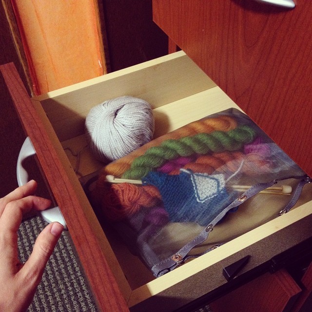 Why yes, my office DOES have a knitting drawer now :)