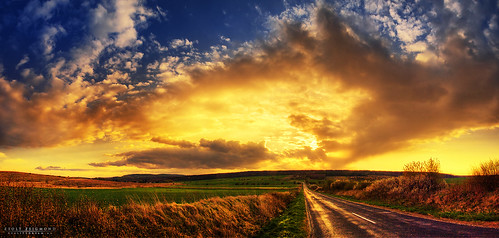 road sunset sky panorama skyscape hdr