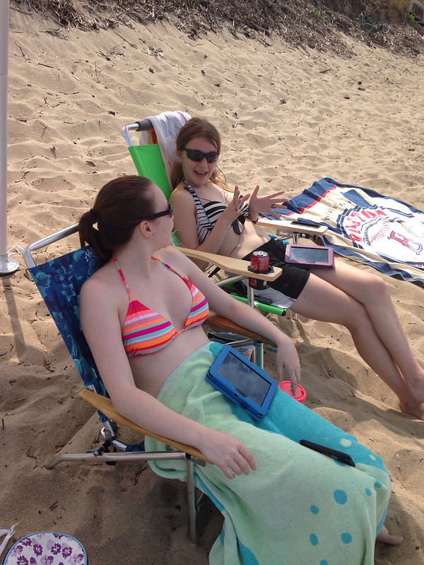 Enjoying my girls' company on the beach