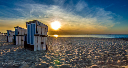 sunset beach strand warnemünde sonnenuntergang strandkörbe