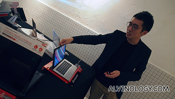 Lenovo spokesperson, Kenny Lim, sharing on the laptops