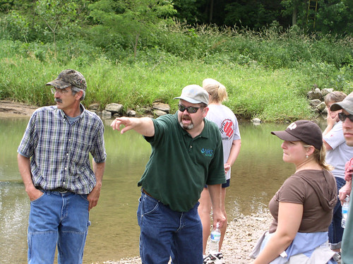 Tim Malone, center, is a NRCS district conservationist in Tazewell County, Ill. Here he leads a watershed tour. (NRCS photo)