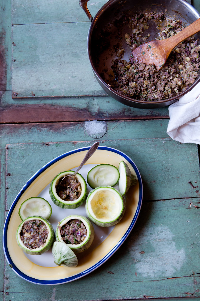 Stuffed Courgettes + Meat