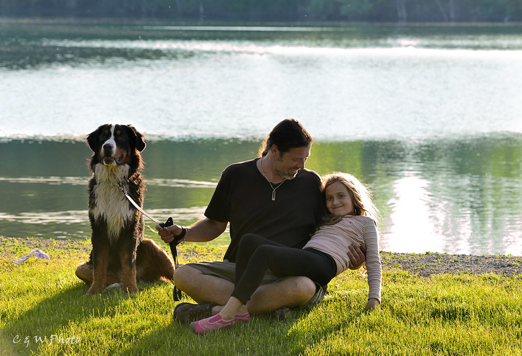 Father, daughter & dog