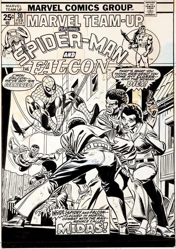 Gil Kane and Frank Giacoia Marvel Team-Up #30 Spider-Man and the Falcon Cover Original Art (Marvel, 1975)