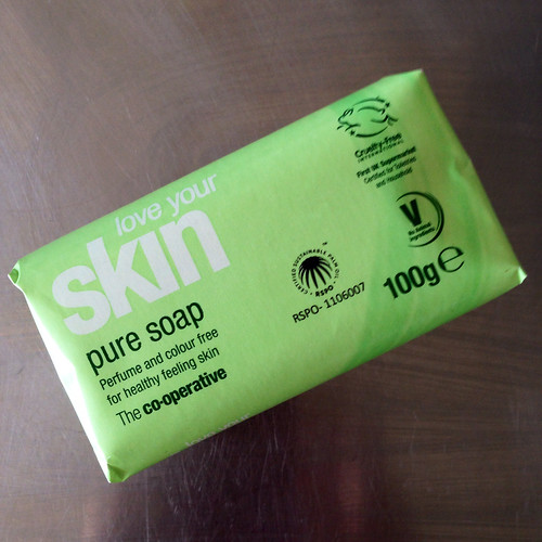 Soap. The Co-Operative.  Love Your Skin. Pure Soap - Perfume and Colour Free.