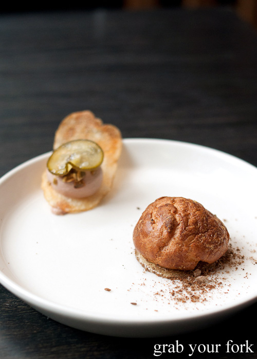 Goats cheese profiterole with caraway, thyme and honey at The Town Mouse, Carlton, Melbourne 