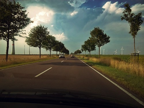 road landscape windmills magdeburg landschaft sachsenanhalt