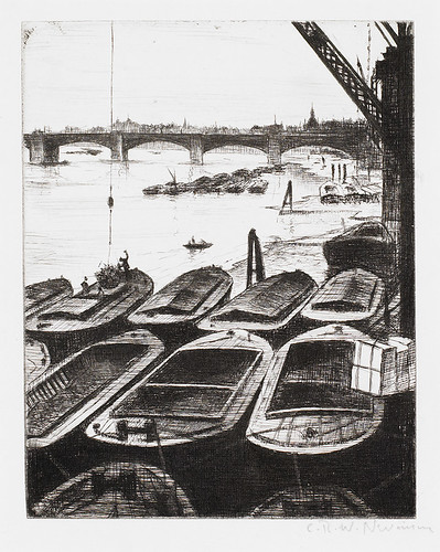 CRW-Nevinson,-The-Pool-of-London-(also-known-as-Swing-End--Barges),-c.1920,-drypoint,-17.5-x-14-cm.-Courtesy-Osborne-of-Samuel