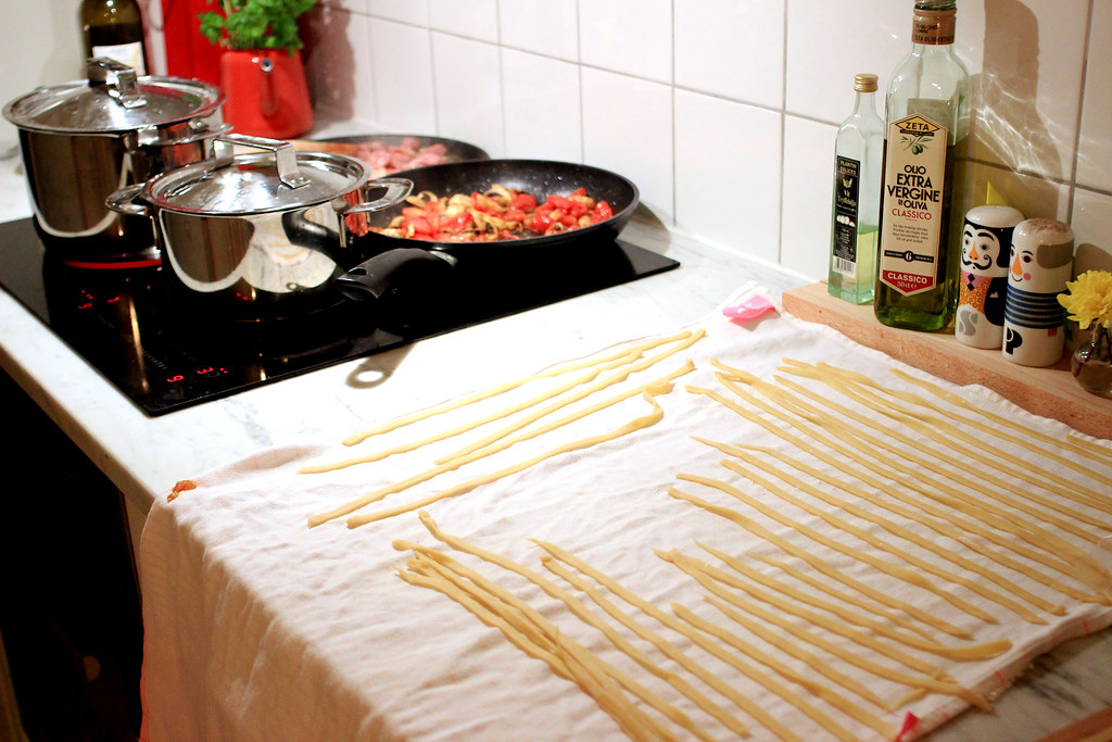 making pasta.