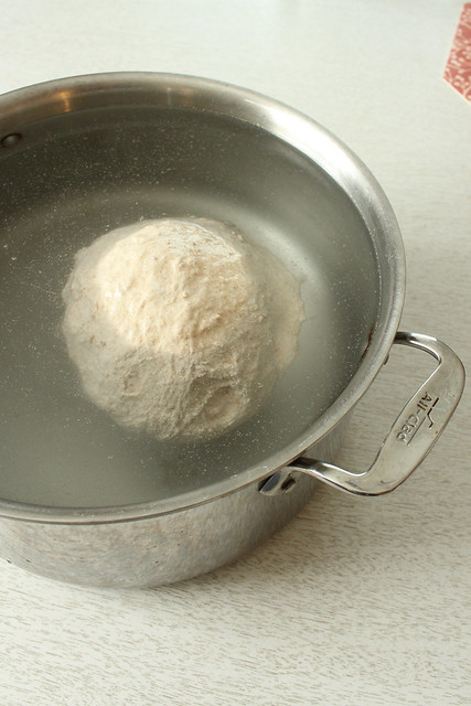 dough rising in water.