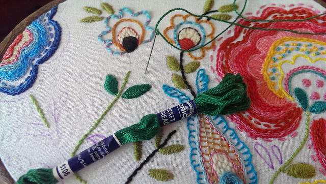 stitching more leaves