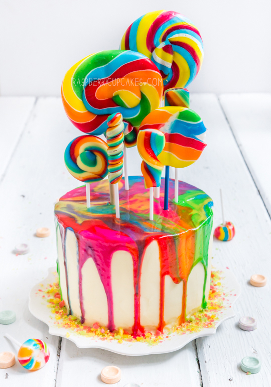 Raspberri Cupcakes Psychedelic Rainbow Swirl Lollipop Cake