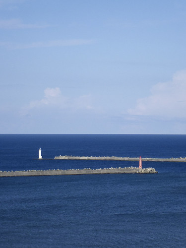 blue sea sky lighthouse japan hokkaido 北海道 日本 留萌市