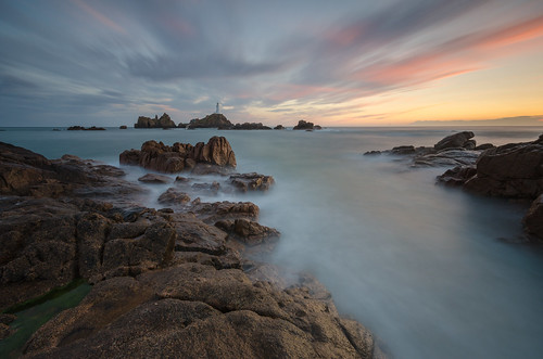sunset sea lighthouse water clouds nikon rocks long exposure little cloudy sigma le lee nd jersey 1020mm grad stopper corbiere worldphotoday fitlers d7000 printed6x4