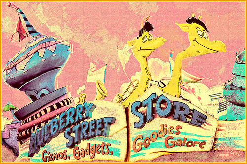 Image of the Giraffes in a Store Sign at Seuss Landing in Universal Studios Orlando