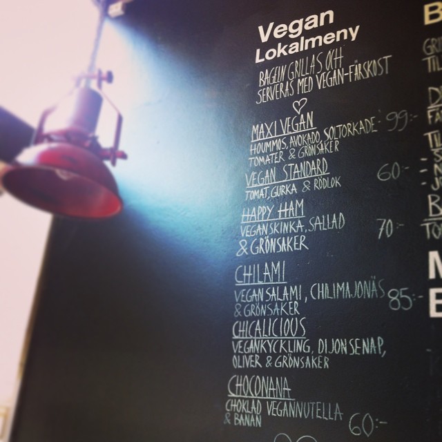 Veganutbudet hos Bagel Street Café i Hornstull:  #vadveganeräter