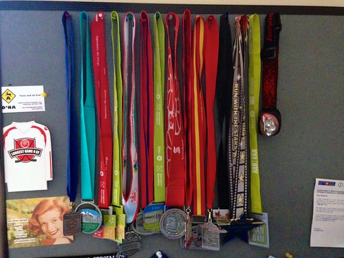 Collection of race medals