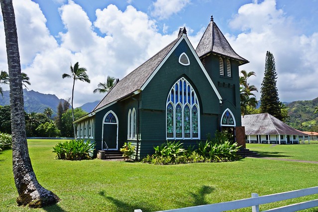 green church in Hanalei