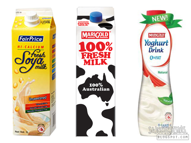 fairprice unsweetened fresh soya milk marigold 100% fresh milk marigold yoghurt drink natural