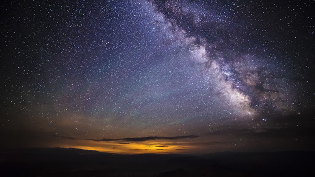 Milky Way, airglow, and storm over Fort Collins, CO