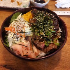 #Teriyaki Beef #Donburi - Well cooked beef fillet with great pickles and salad.