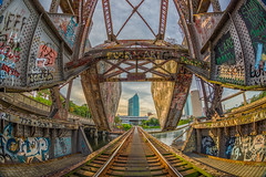 Cass Street Rail Bridge and Graffiti Framing Skypoint