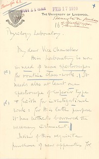 Sherrington to Dale - 16 February 1910 (P5/3/9 (iii))
