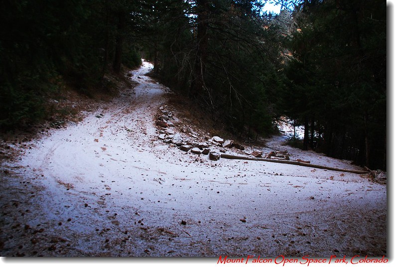 The trail covered with snow
