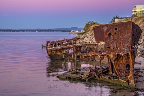 sea sky reflection abandoned sunrise boats rust redcliffe sunsetsandsunrisesgold slowshutteronwater