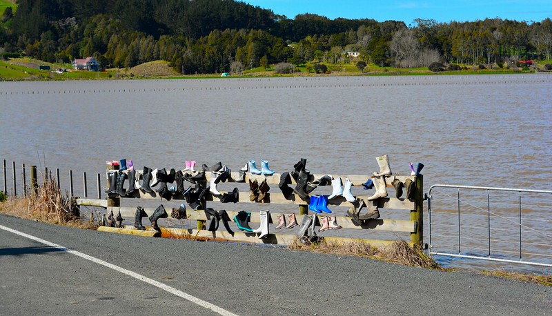 Gumboots on Fence