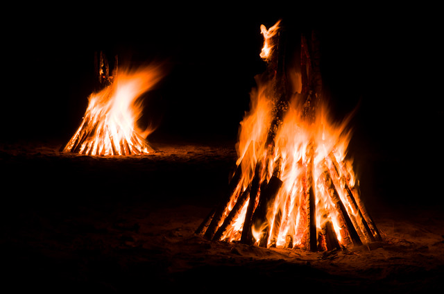Bonfires in the dark