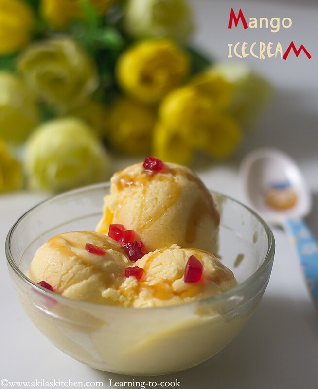 Eggless mango ice cream