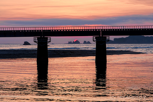 bridge sea sun japan sunrise nango kyushu miyazakipref