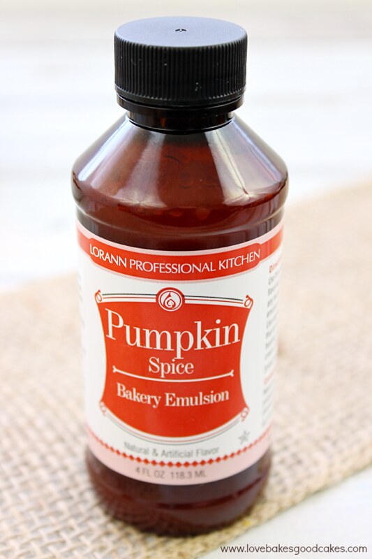 A bottle of pumpkin spice bakery emulsion.