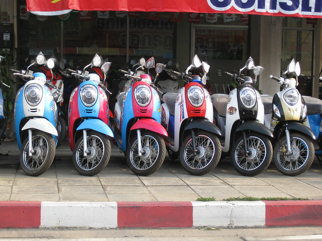 The now ubiquitous Honda Scoopy motor scooter