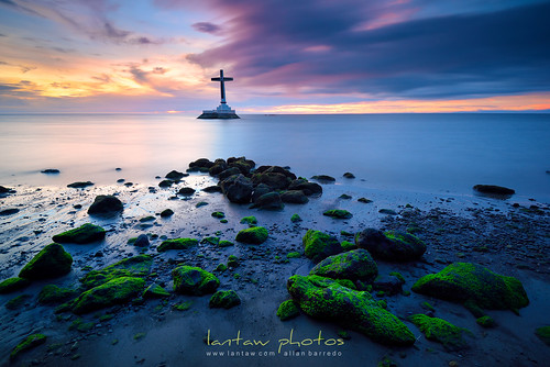 sunset camiguin mindanao philippines coastal sunkencemetery rocks longexposure cross sea