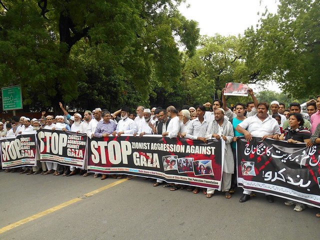 Protest outside Israeli Embassy in Delhi on Friday
