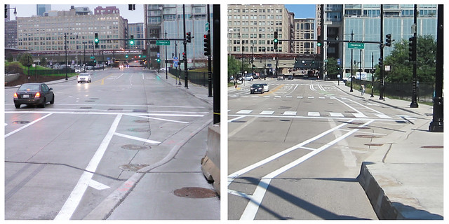Harrison bike lanes before and after