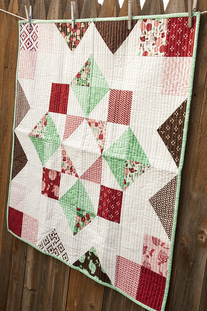 Moda Love free charm pack quilt pattern. Fabric is Into the Woods by Lella Boutique for Moda Fabrics.