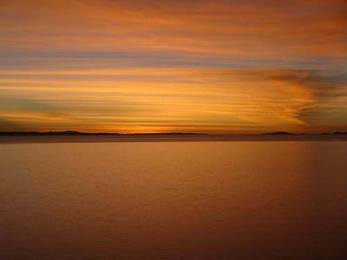 sunset sky orange lake copacabana