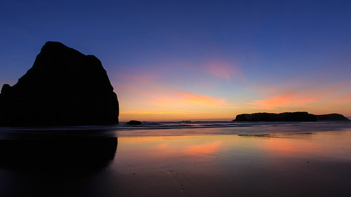 ocean longexposure sunset beach clouds oregon reflections landscape rocks unitedstates bandon goldbeach
