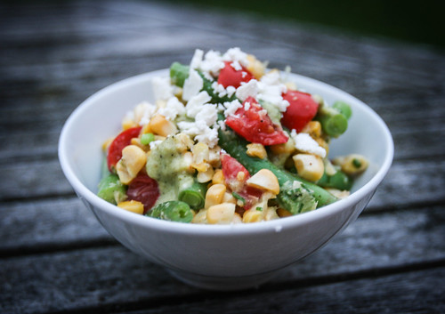 Summer Veg Salad with Tomatillo Dressing