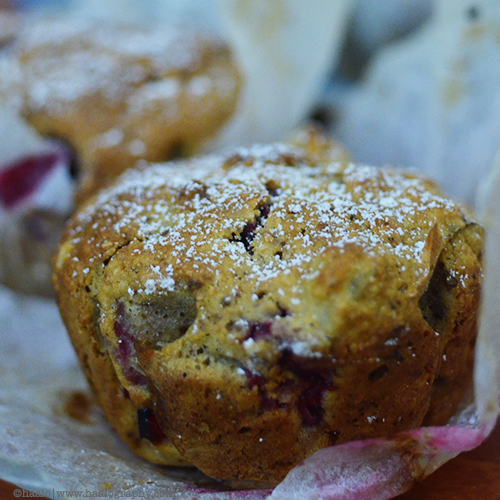 pear, raspberry and walnut wholemeal muffins© by Haalo